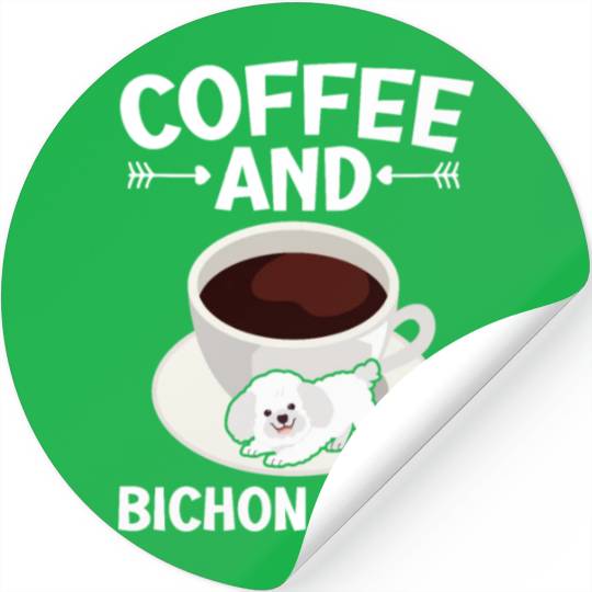 Coffee And Bichon Frise Curly Hair Pup Puppy Lover Stickers