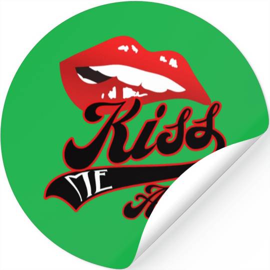 Kiss Me Again Sexy Lip Redline Swoosh Graphic. Stickers