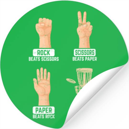 Rock Paper Scissors Nothing Beats Disc Golf Frisbe Stickers
