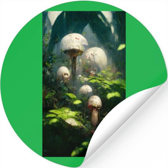 Mushrooms in the jungle. Unusual mushrooms in the Stickers