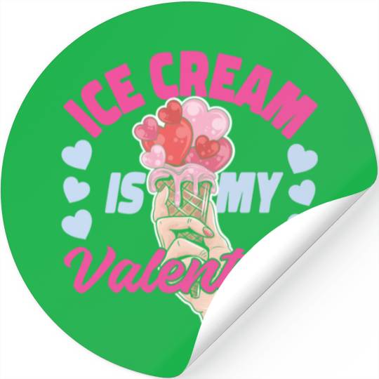 Ice Cream Valentines Day Cone Stickers