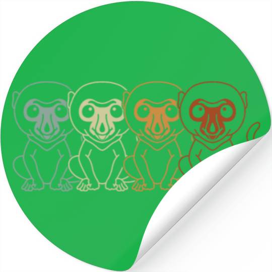 Retro Proboscis Monkey Ape Wildlife Zookeeper Stickers