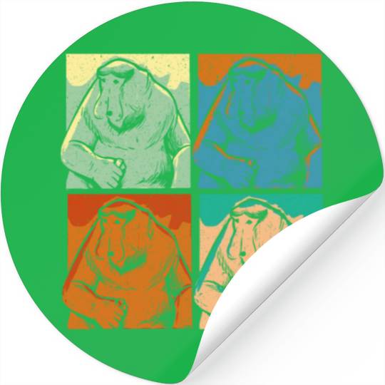 Retro Proboscis Monkey Ape Wildlife Zookeeper Stickers