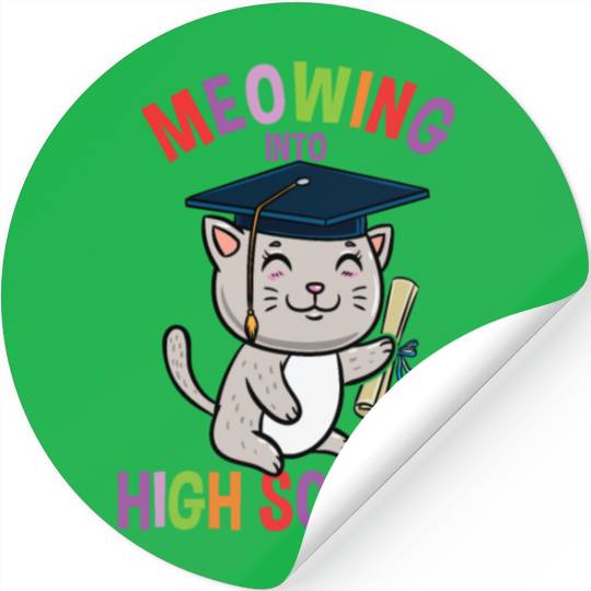 Moewing Into High School Cat Back To School Stickers