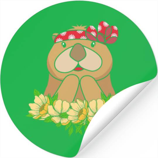 Cute Otter With Flower Sea Otter For Women Stickers