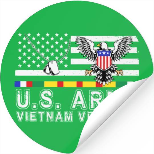 Vietnam Veteran Eagle US Flag Dog Tag Vintage Stickers