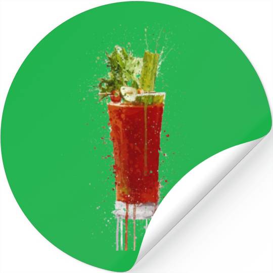 Blood Mary cocktail watercolor art Stickers