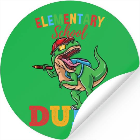 Elementary School Dude T-Rex Dinosaur Boys Stickers