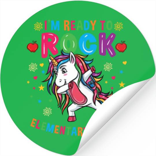 Unicorn Im Ready To Rock Elementary School Stickers