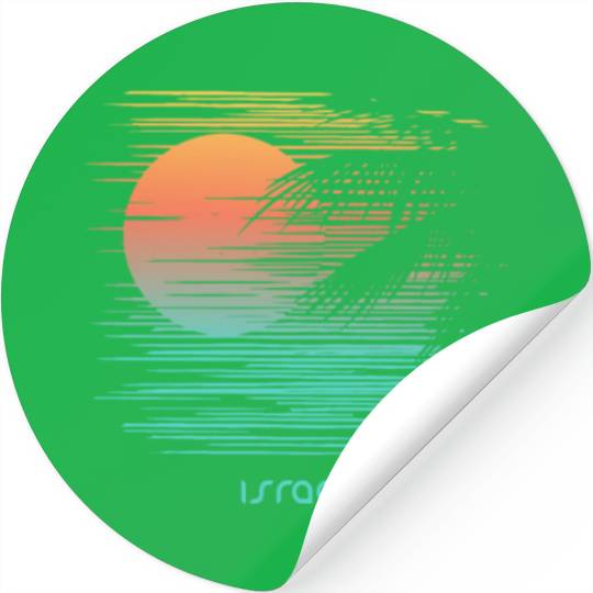 Artistic Israel Palm Tree Vacation Souvenir Stickers