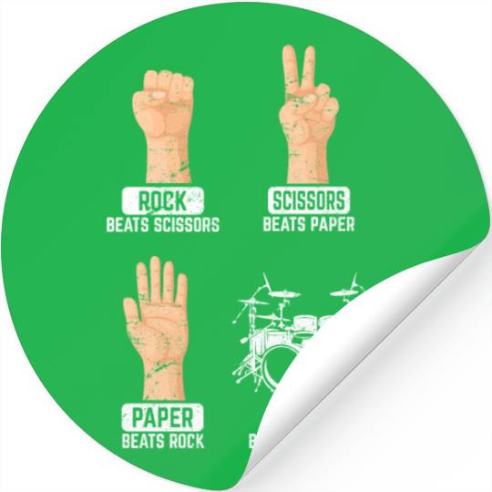 Rock Paper Scissors Nothing Beats Drumming Funny D Stickers