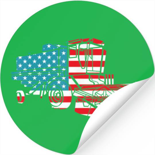 Farm Tractor American Flag Combine Harvester Stickers