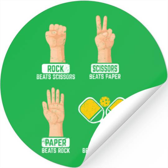 Rock Paper Scissors Nothing Beats Pickleball Playe Stickers
