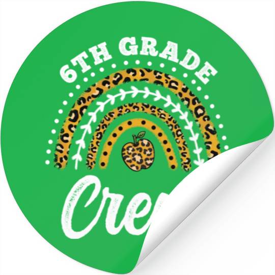 6th Grade Crew Leopard Rainbow Back To School Stickers