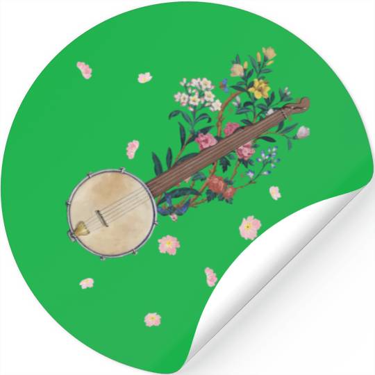 Banjo Flowers Country Music Floral Stickers