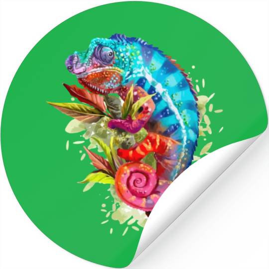 A chameleon is sitting on a branch 11 1 Stickers