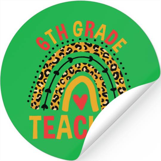 Back To School Leopard 6th Grade Teacher Rainbow Stickers