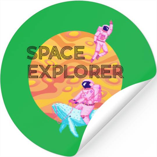 Space Explorer Two Astronauts and A Blue Whale Stickers