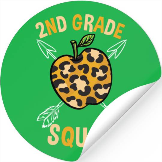 2nd Grade Back To School Squad Leopard Print Stickers
