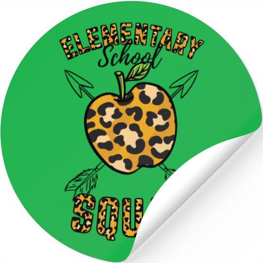 Elementary School Squad Teacher Leopard Print Stickers