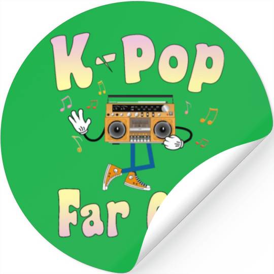 K-Pop is Far Out on a retro boombox Stickers