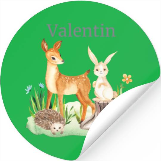 Waldtier Waldtier Reh Hase Hedgehog Flowers Name Stickers
