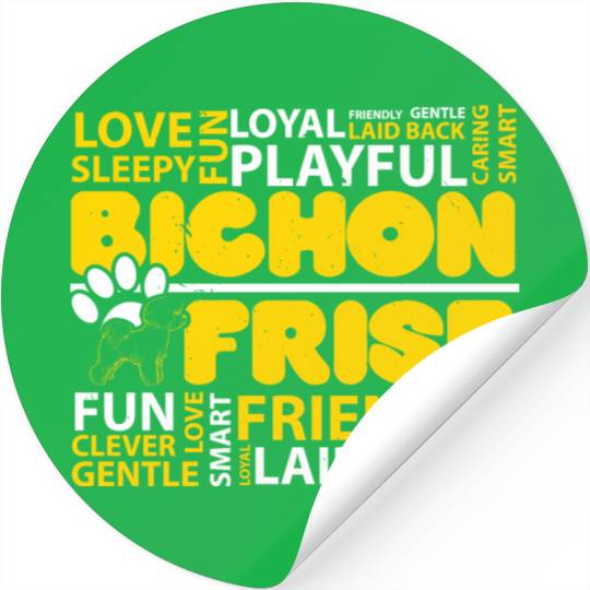 I Love Bichon Frise Dog Lover Puppy Paw Love Stickers