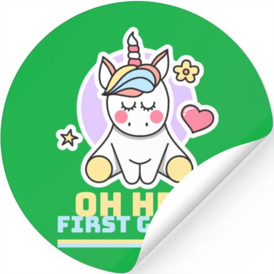 oh hey first grade Teacher Student cute unicorn Stickers