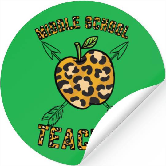 Middle School Teacher Leopard Print Stickers