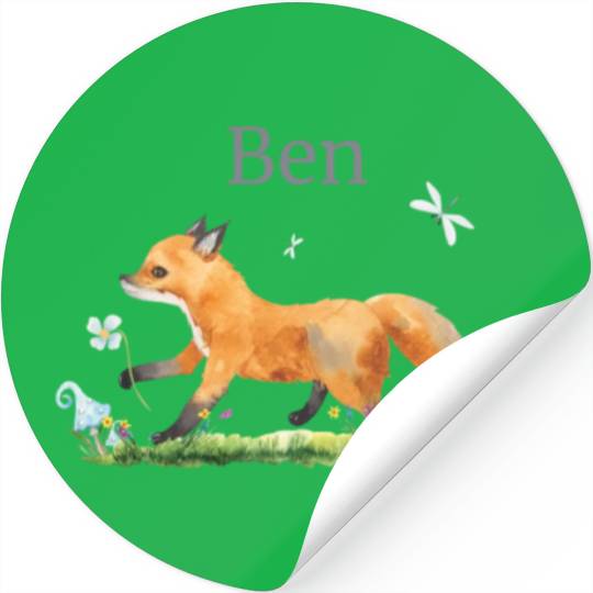 Waldtier Reh Hase Hedgehog Flowers Name Ben Stickers