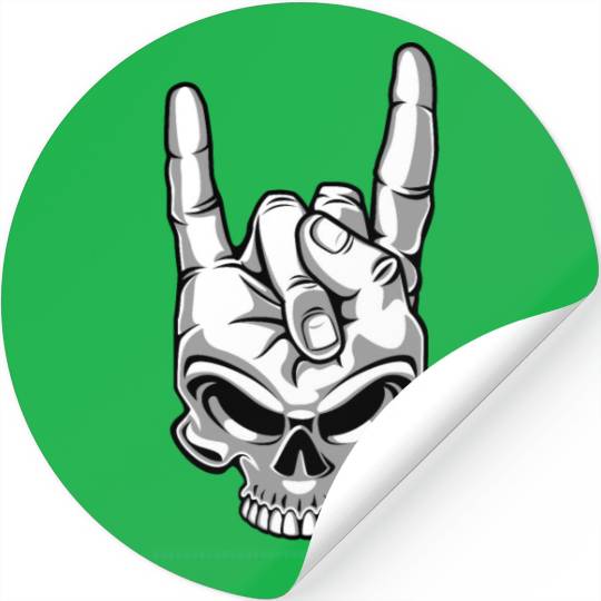 Skull gestures Rock and Roll sign Stickers