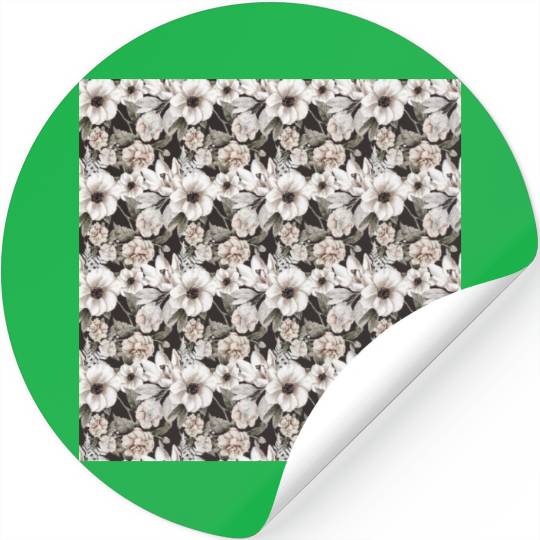 Beige Sage Green Floral Pattern Stickers
