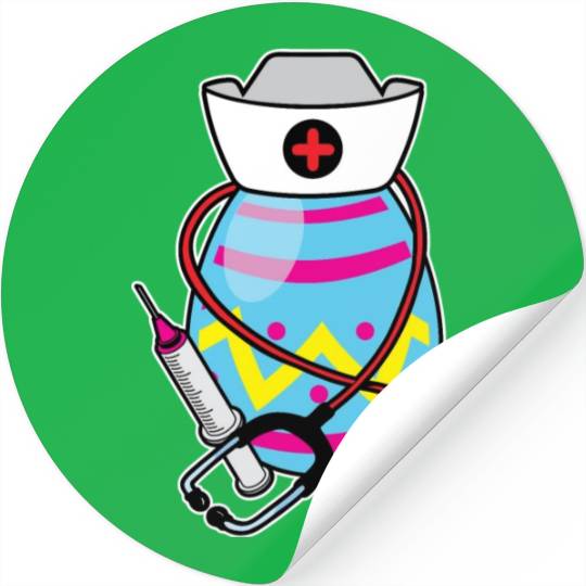 Funny Easter Egg Nurse Stethoscope Syringe RN Stickers