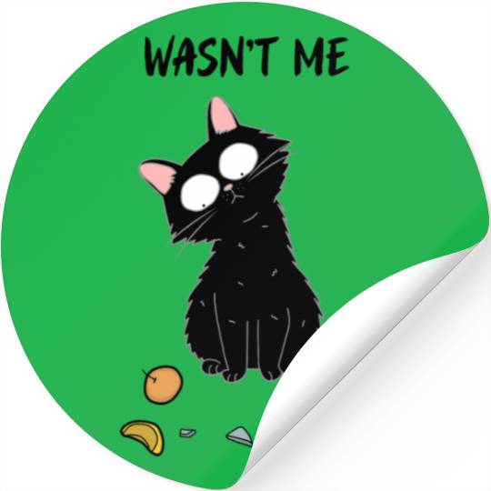 Wasn't Me Naughty Black Cat Design Stickers