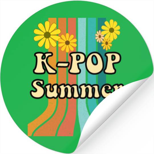 K-Pop Summer with retro colors and flowers Stickers