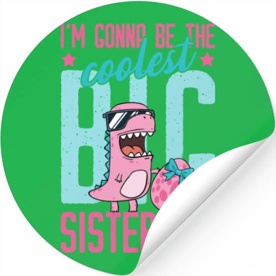 Coolest Big Sister 2023 Baby Pregnancy Dino Girls Stickers