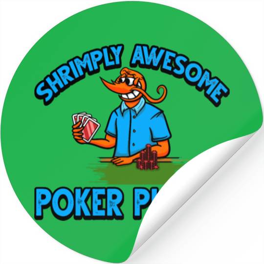 Funny Shrimp/Prawn Pun. Shrimply Awesome Poker Stickers