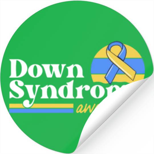 Down Syndrome Awareness Retro Sunset Yellow Blue Stickers