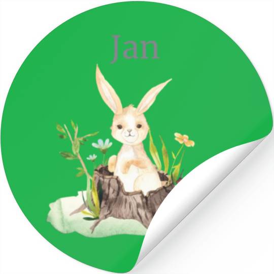 Waldtier Reh Hase Hedgehog Flowers Name Jan Stickers