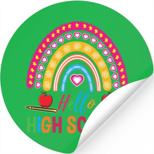 Hello High School Teacher Rainbow Stickers