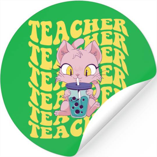Boba Tea Teacher Retro Groovy Back To School Stickers
