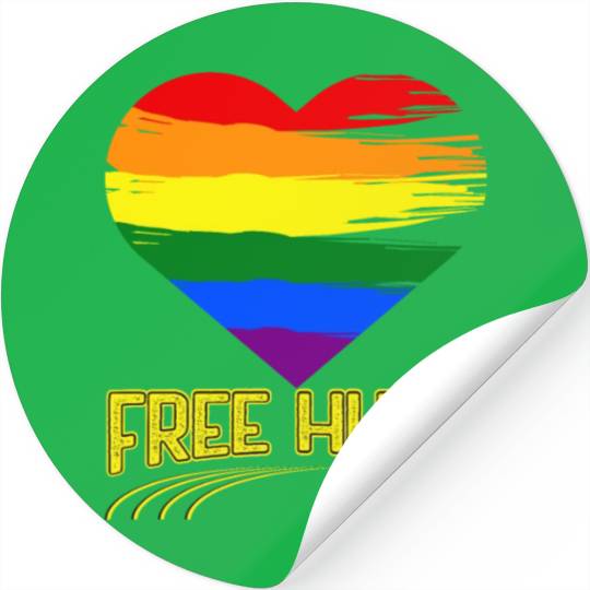 Free Hugs - Heart Festival Love LGBT Pride Rainbow Stickers
