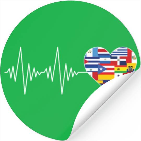 Hearts Beat Spanish Flags Hispanic Heritage Month Stickers
