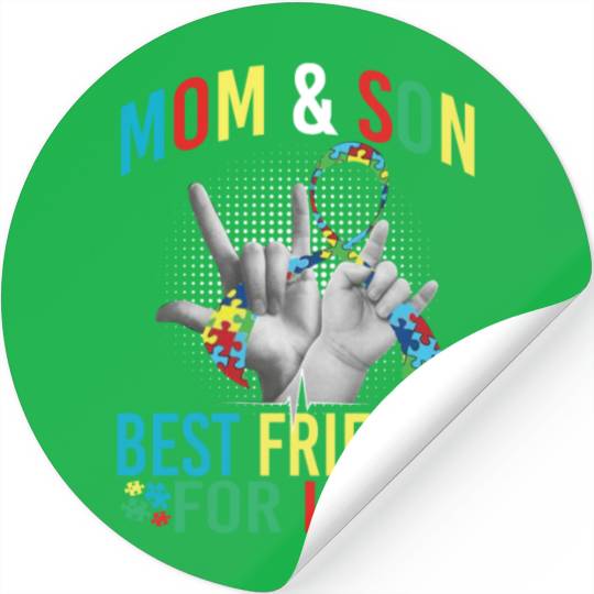 Mom And Son Best Friends For Life Autism Awareness Stickers