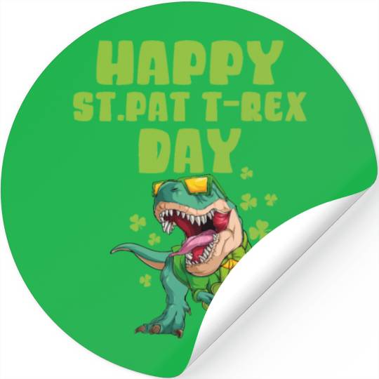 Kids Happy St Pat Trex Day Dino St Patrick Toddler Stickers