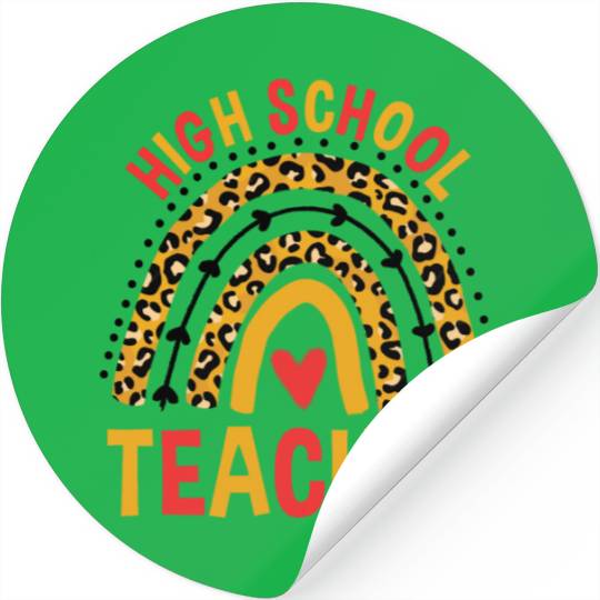 Back To School Leopard High School Teacher Rainbow Stickers
