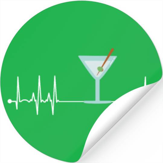 Martini Heartbeat Martini Lover Cocktail Drink Stickers