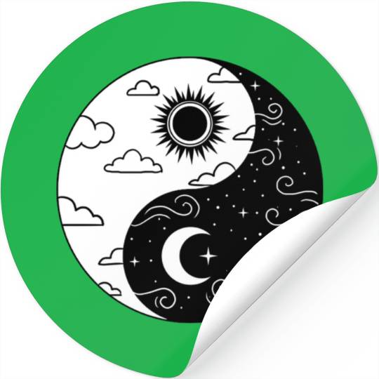 Sun and Moon Yin Yang for Yin Yang Art Lover Stickers