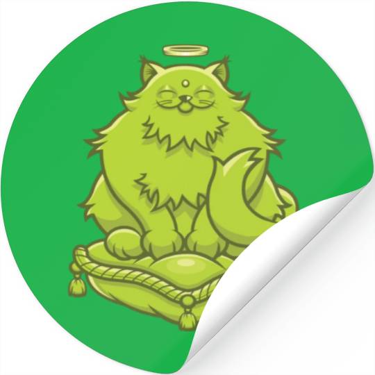 Green Buddha Cat Stickers