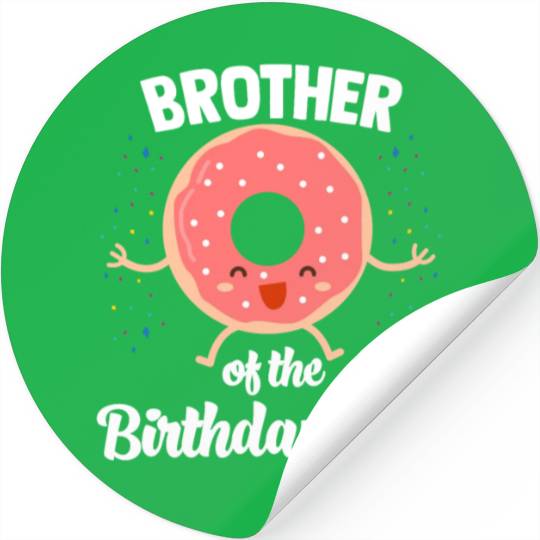 Brother of The Birthday Boy Donut Stickers